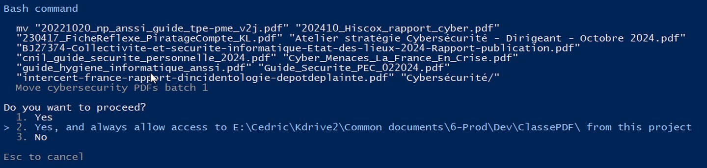 Claude Code demande comment organiser les fichiers